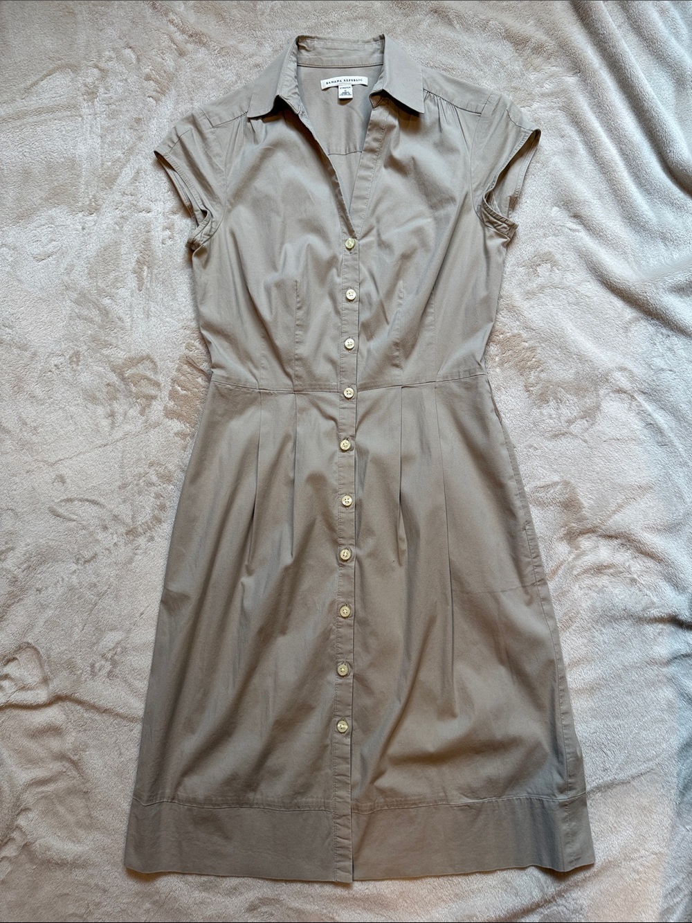 Banana Republic Taupe Button-Front Midi Dress